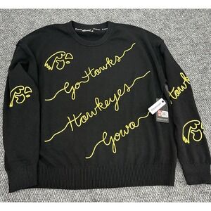 KadyLuxe x Iowa Hawkeyes Women's XXL Embroidered Love Letter Sweater Wool Blend